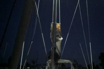 Sailboat deck light by mast and spreader lights